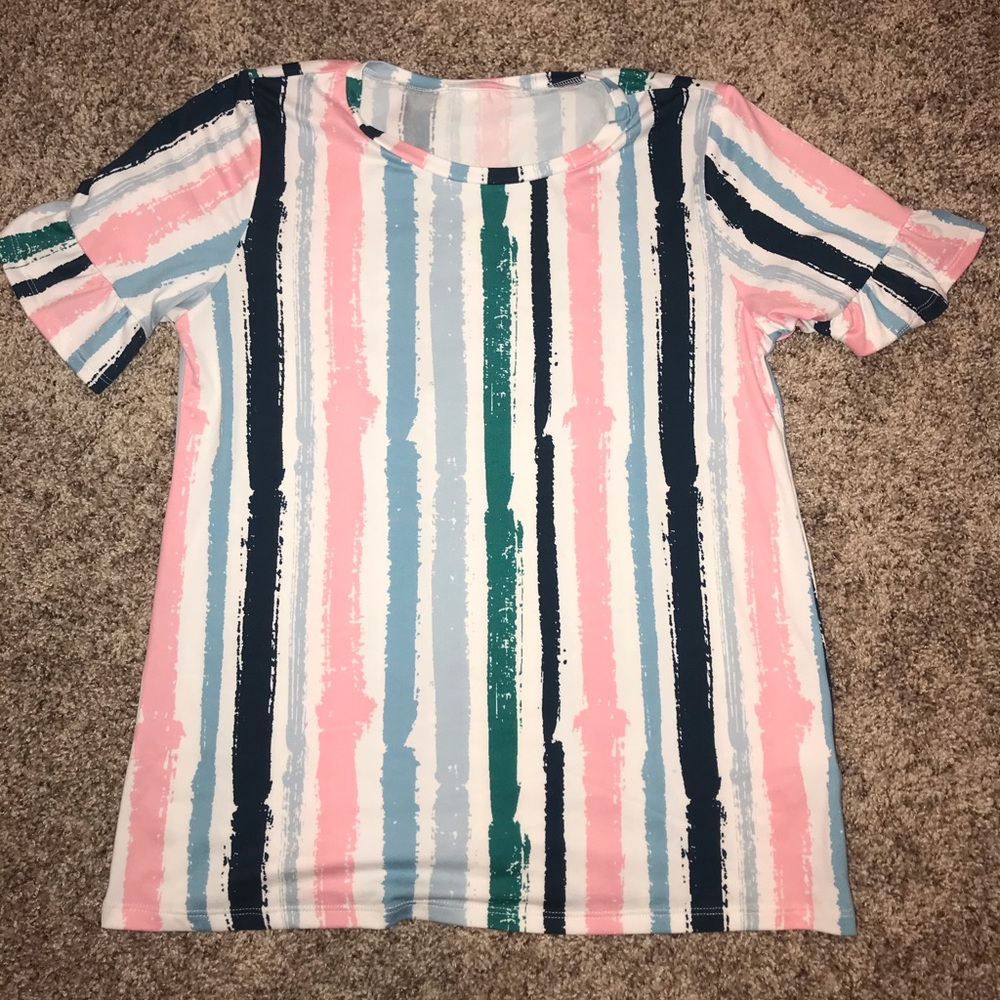 multicolored striped shirt